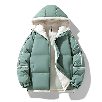 Unisex Thick Hooded Puffer Jacket | Windbreaker Jacket | Warm Parka Winter Jacket Green