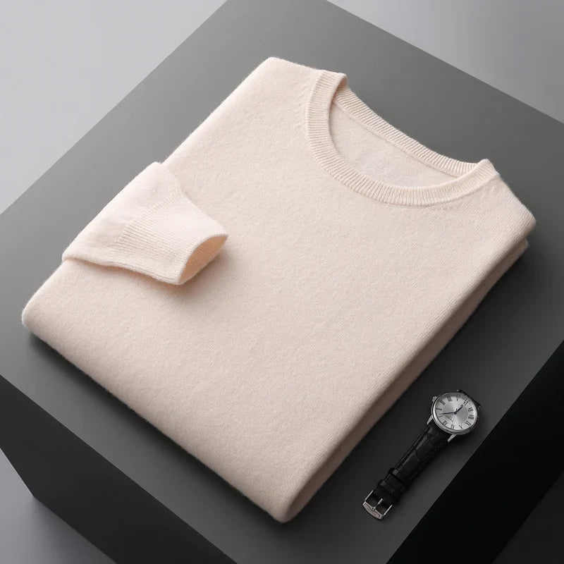 Men Pure Wool Sweater | Casual Pullover | Cashmere Knitting Beige