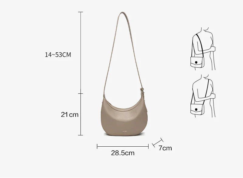 Women Shoulder Bag | Leather Crescent Underarm Bag | Minimalist Crossbody Bag