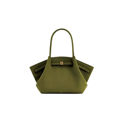 Women Micro Leather Suede Underarm Bag | French Shoulder Bag | Top-Handle Bag | Dumpling Bag Large olive green