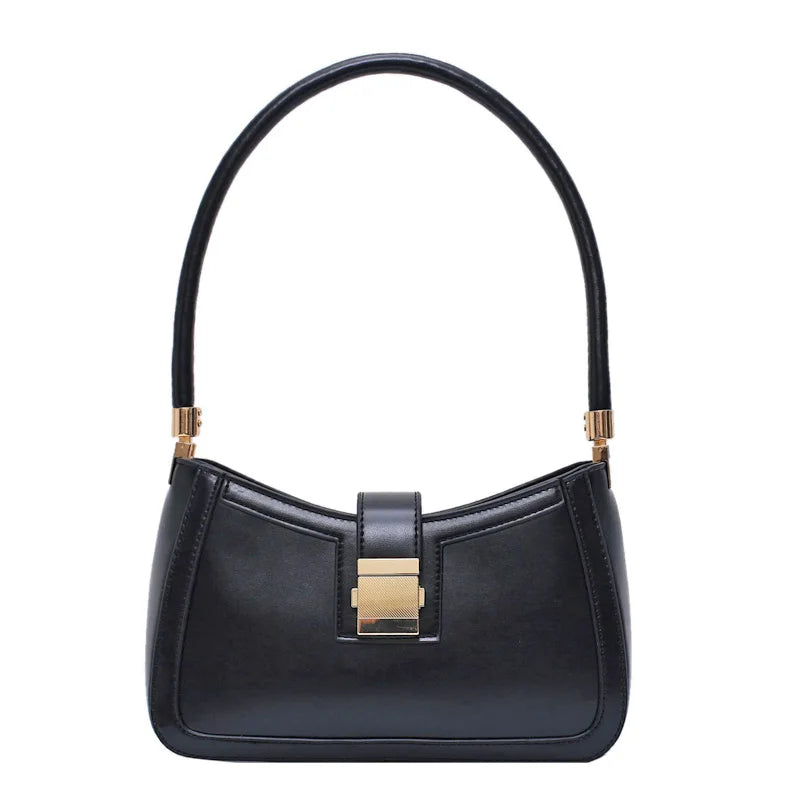 Women Buckle Shoulder Bag black