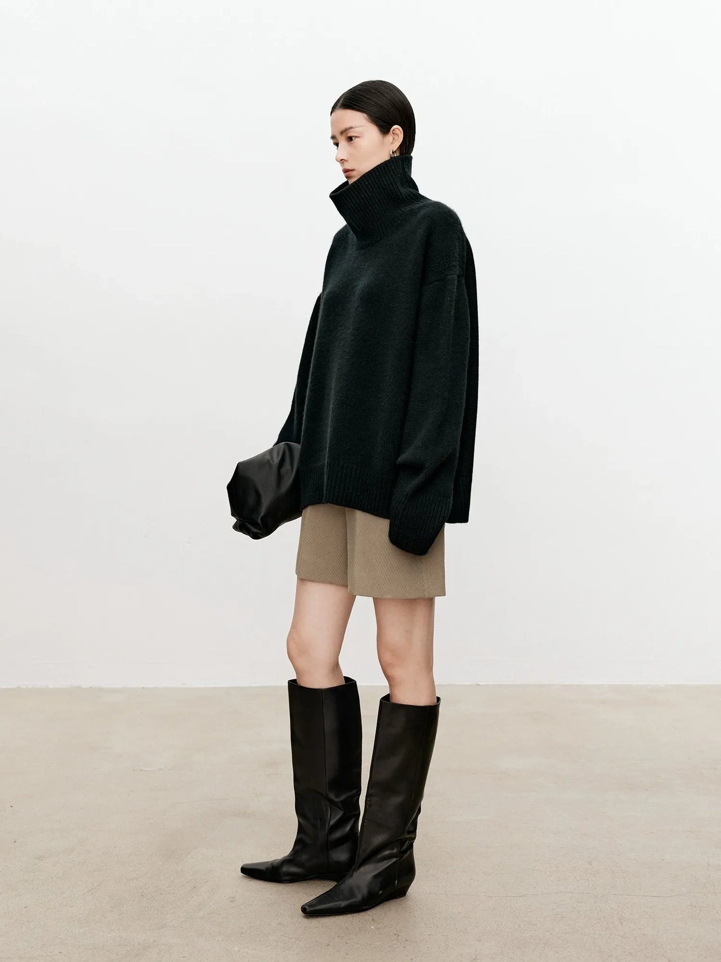 Women Soft Cashmere Sweater | Loose and Thick Turtleneck Pullover Knit