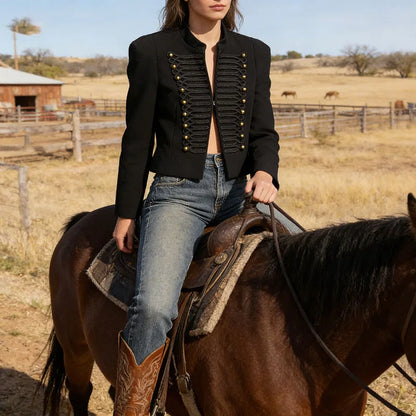 Women Napoleon  Jacket | Single Breasted  | Cropped Jacket | Short Coat
