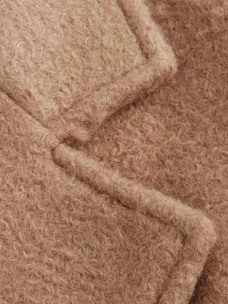 Women Long Coat | Loose Long-Sleeved Bouclé Coat
