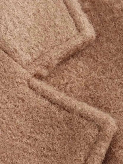 Women Long Coat | Loose Long-Sleeved Bouclé Coat