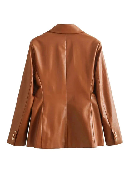 Women Leather Blazer Jacket