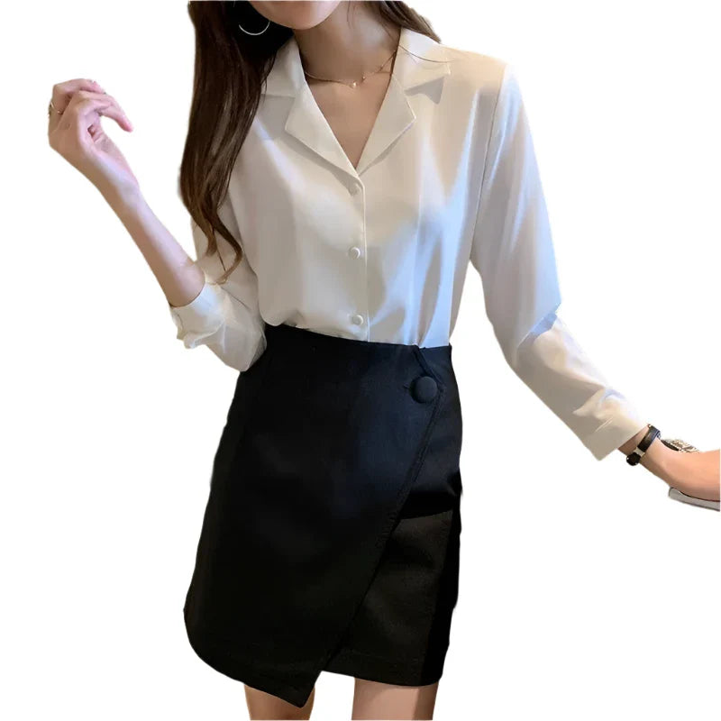 Women Button Down Blouse Shirt | Office Wear Long Sleeve Top