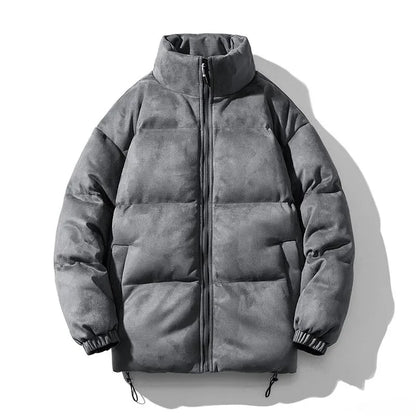 Men Warm Puffer Jacket | Windbreaker | Chamois Leather Cotton-Padded Jacket Dark Grey