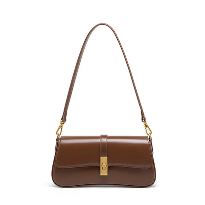 Women Genuine Leather Shoulder Bag | Casual Day Bag | Mini Purse | Underarm Bag Dark Brown