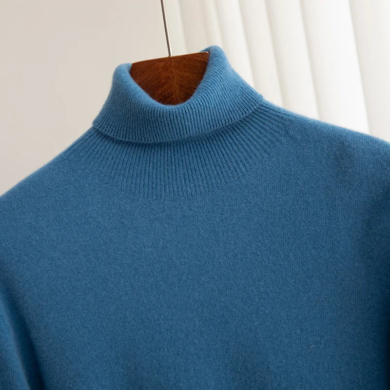 Men Merino Wool Turtleneck Knitted Pullover | Merino Wool Sweater | Cashmere Warm Knit Top