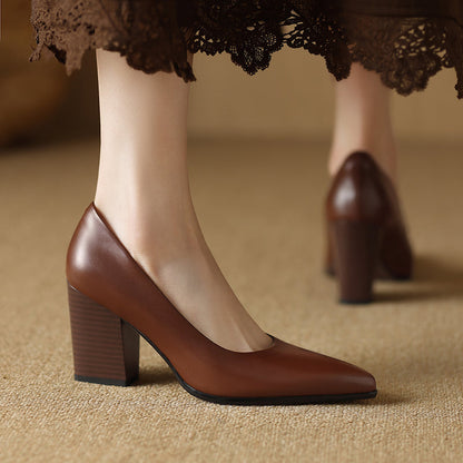 Venetia | Women's Block Heel Pumps Pointed Toe Slip On Work Heels