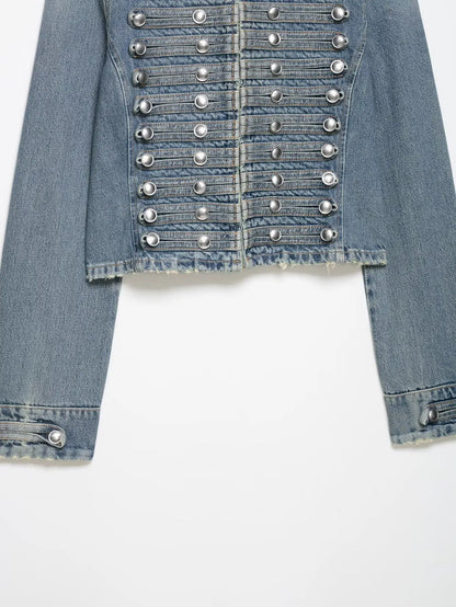 Women Napoleon Coat | Full Sleeves | Spring Jacket | Military Blazer | Denim Jacket