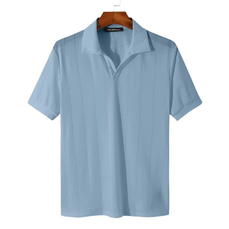 Men Lightweight Polo Shirt | Casual Lapel Short Sleeve Polo Blue