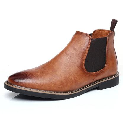 Men Leather Chelsea Boots | Ankle Boots | Pointed Toe Boots Brown