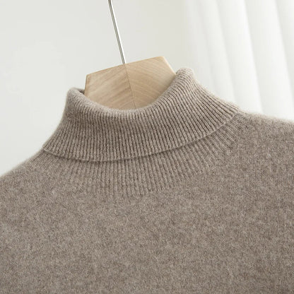 Men Merino Wool Turtleneck Knitted Pullover | Merino Wool Sweater | Cashmere Warm Knit Top