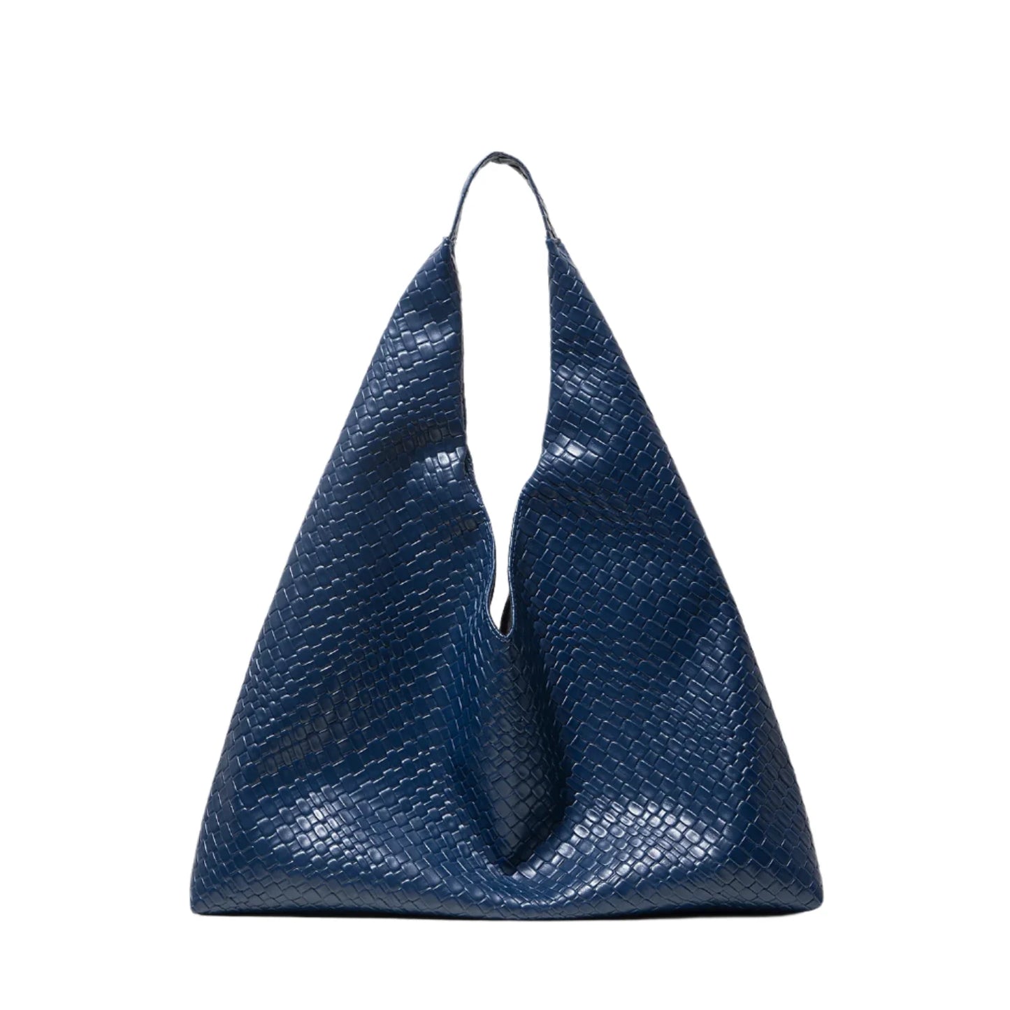 Women Leather Woven Handbag | Large Capacity Tote Bag Blue