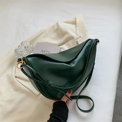 Women Large Capacity Leather Saddle Crossbody Bag