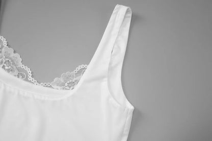 Women Lace Trim Tank Top | V-Neck | Crop Top | Y2k