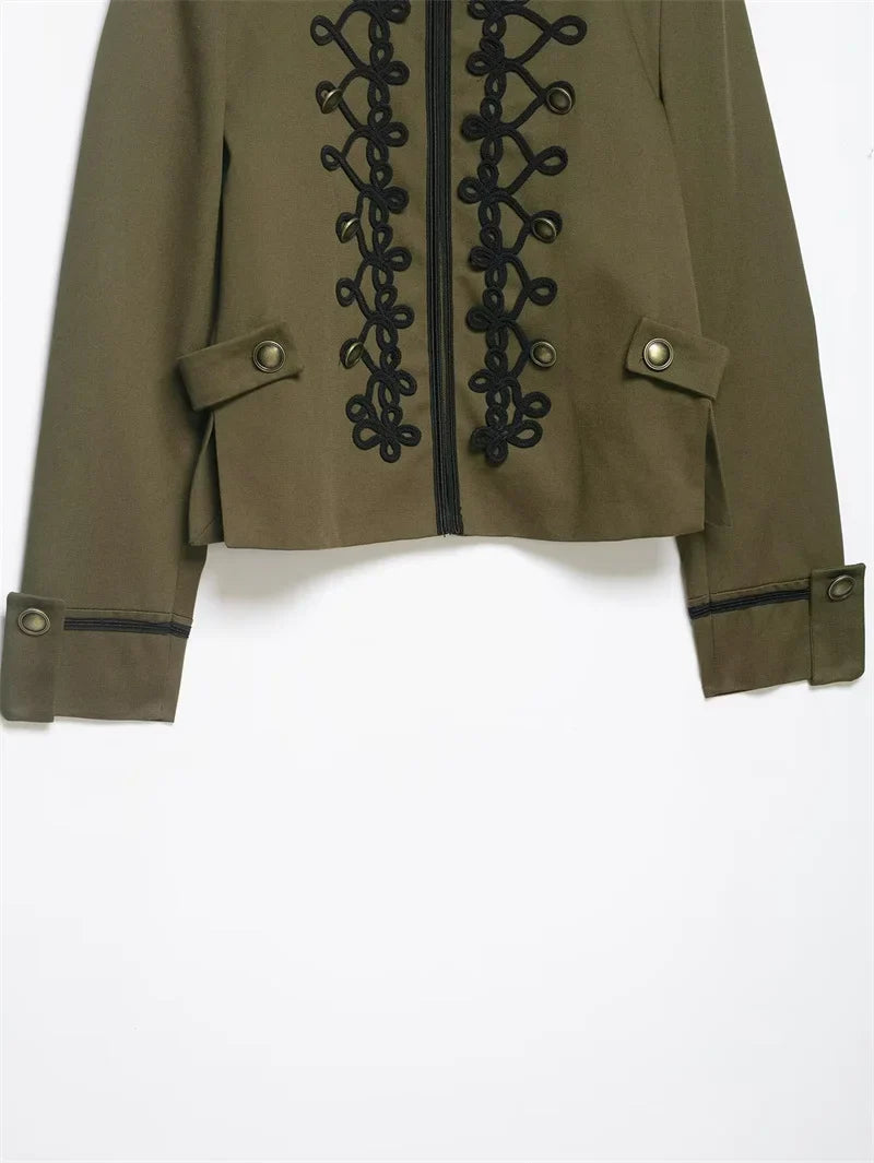 Women Rope Knot Button Jacket | Long Sleeves | Napoleon Jacket