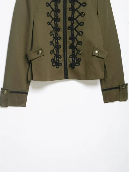 Women Rope Knot Button Jacket | Long Sleeves | Napoleon Jacket