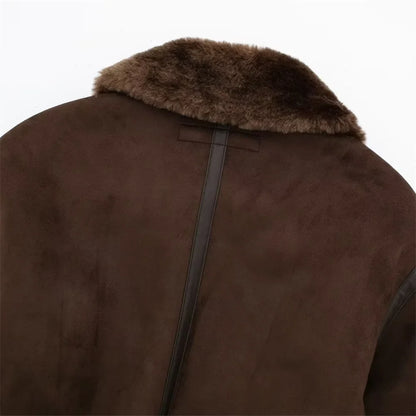 Women Brown Shearling Lined Jacket