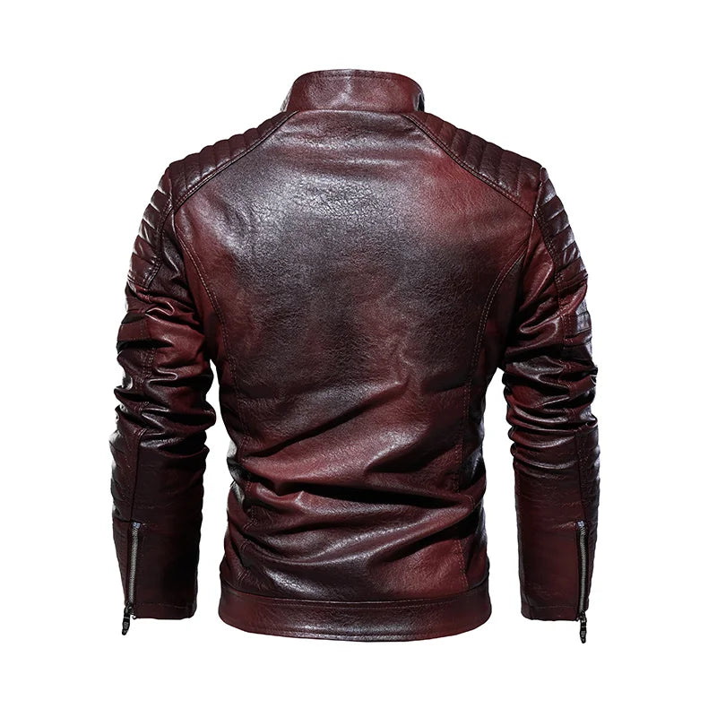 Leather Jacket Men | Fleece Motorcycle Windbreaker Slim Coat | Removable Fur Collar