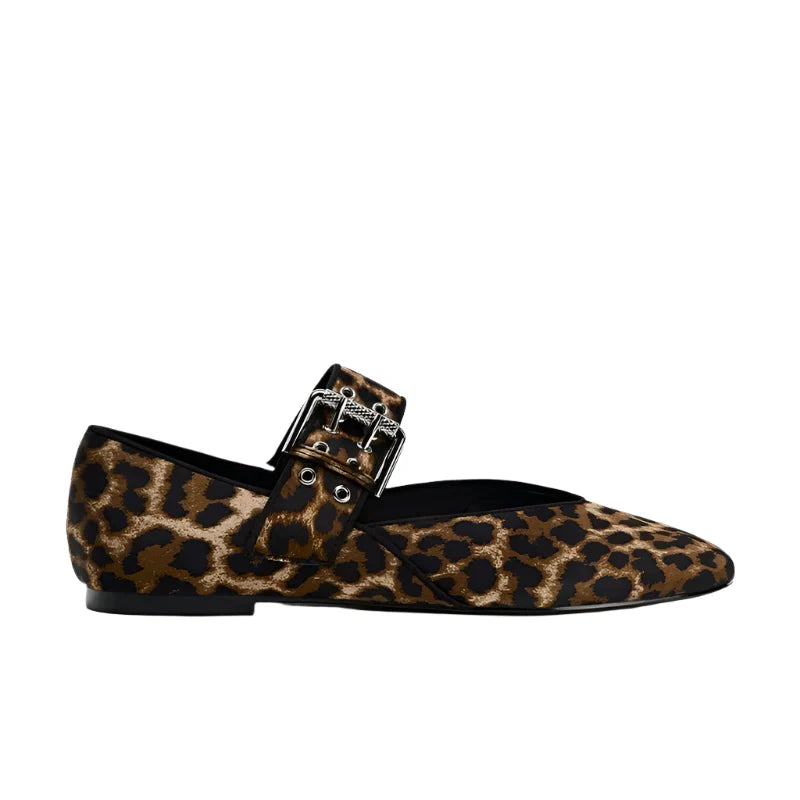 Women French Mary Jane Shoes | Buckle Marry Jane Flats Leopard