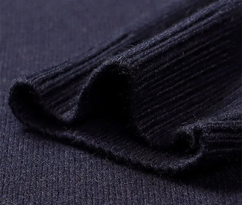 Men Pure Wool Sweater | Polo Knitted Pullover | Warm