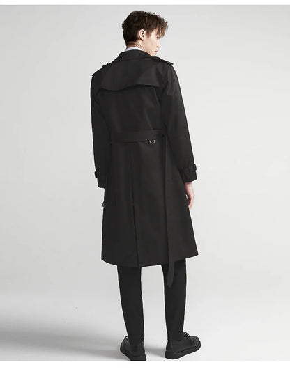Men Long Trench Coat with Belt | Double Breasted | Elegant | Luxury British Style | Overcoat | Long Coat
