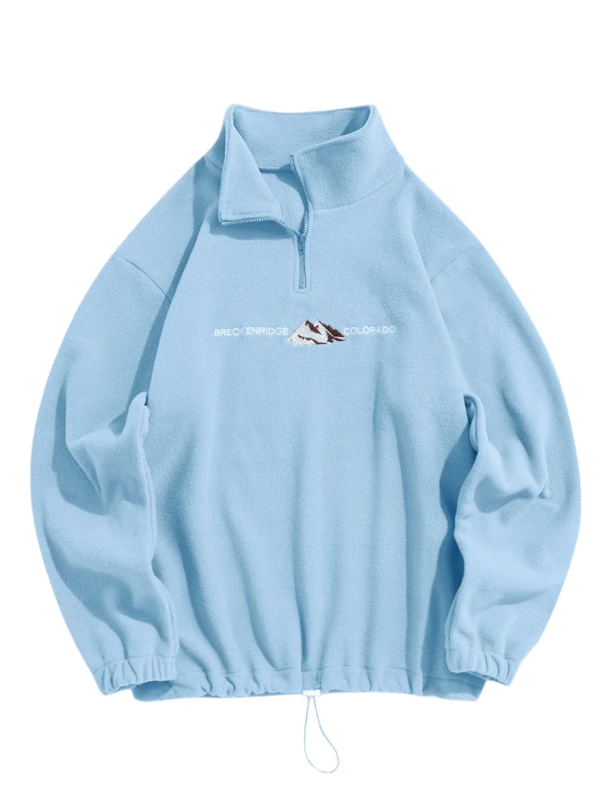 Unisex Quarter Zip Polar Fleece Sweatshirt | Embroidered Sweatshirt Light Blue