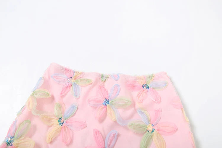 Women Floral Mini Skirt | Sequin Mesh Skirt | Summer | Party | Holiday