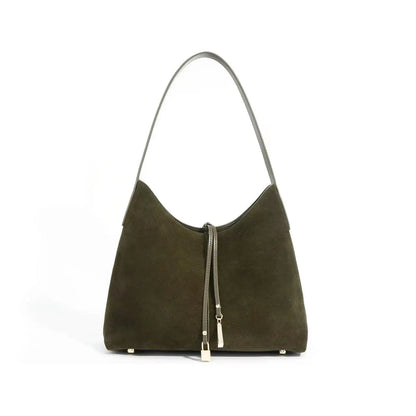 Women Suede Tote Armpit Handbag Green