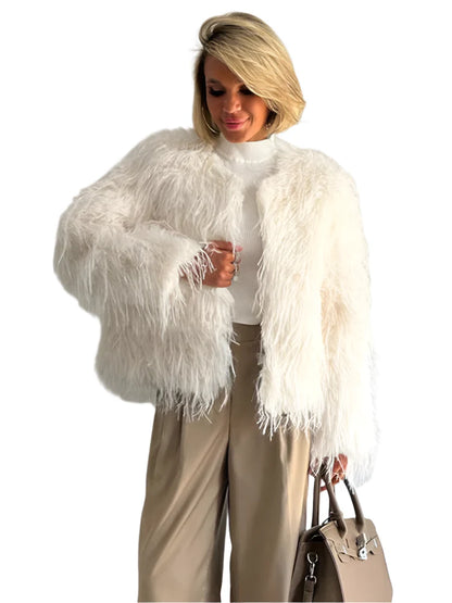 Women Short Fur Coat White