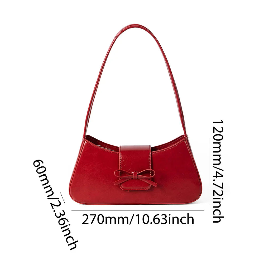 Women Vintage Red Bow Bag | Shoulder Bag