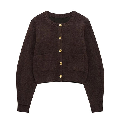 Women Sweater Top and Skirt Set | Flare Sleeve Cardigan | Winter Skirt | Two Piece Set Brown Top