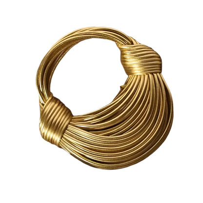 Women Luxury Designer Handwoven Noodle Bag | Rope Knotted | Hobo Evening Clutch Gold