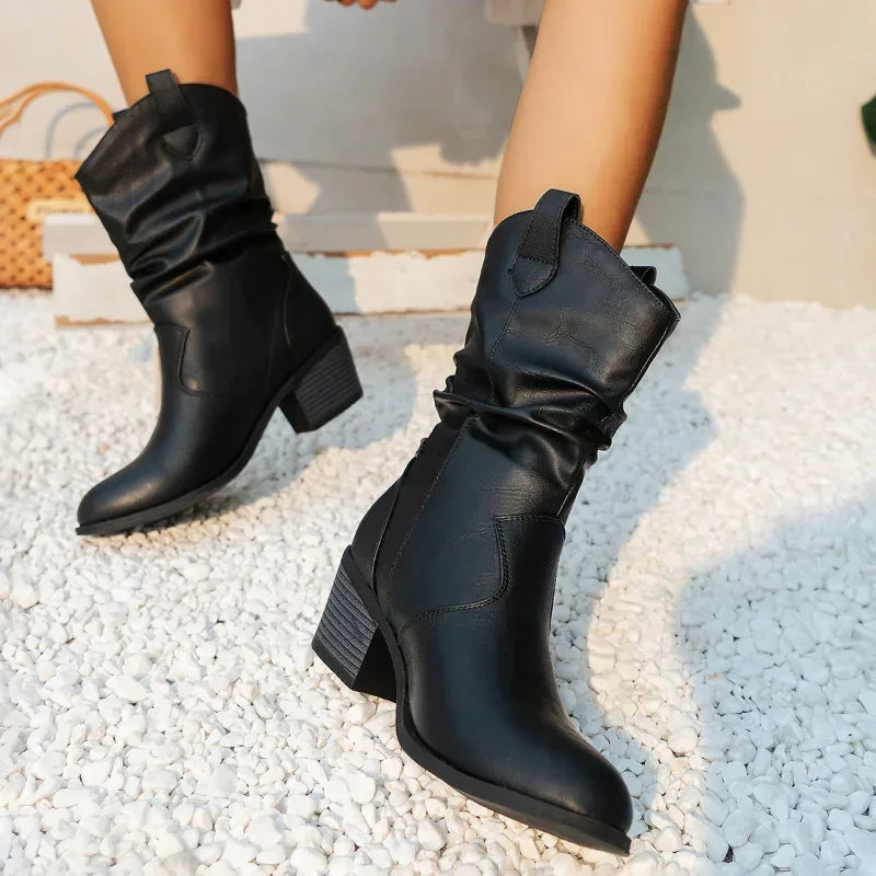 Sida™ | Classic Mid-Calf Western Boots