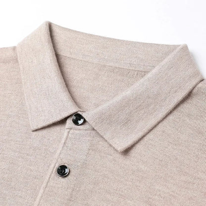 Men Pure Wool Sweater | Polo Knitted Pullover | Warm