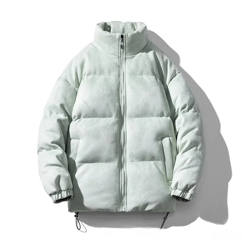Men Warm Puffer Jacket | Windbreaker | Chamois Leather Cotton-Padded Jacket green