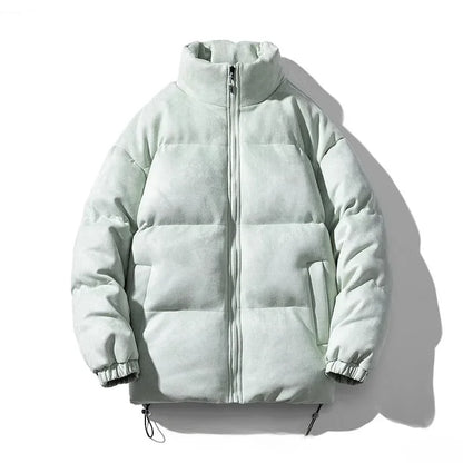 Men Warm Puffer Jacket | Windbreaker | Chamois Leather Cotton-Padded Jacket green