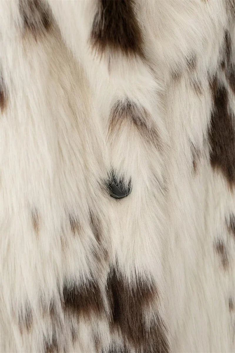 Women Winter Animal Print Fur Coat | Thick Warm Long Coat