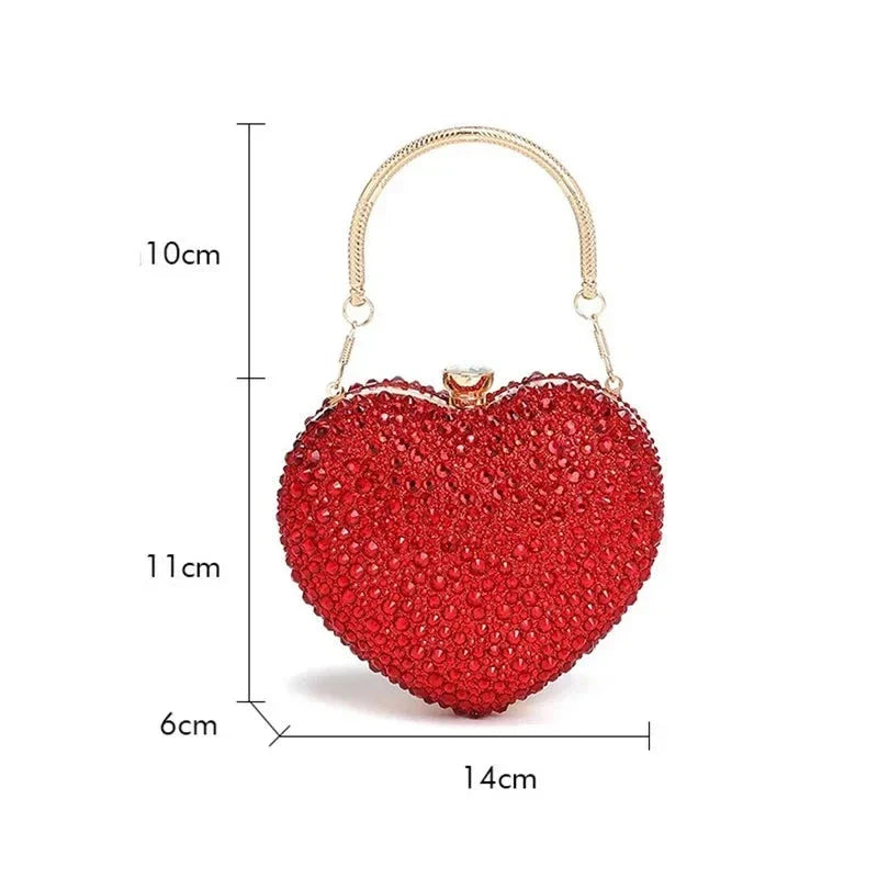 Women Rhinestone Heart Shape Crystal Clutch | Evening Clutch | Wedding Party
