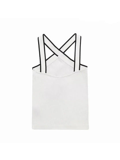 Women Knitted Criss-Cross Top | Backless Cross Straps Knit Tank Top