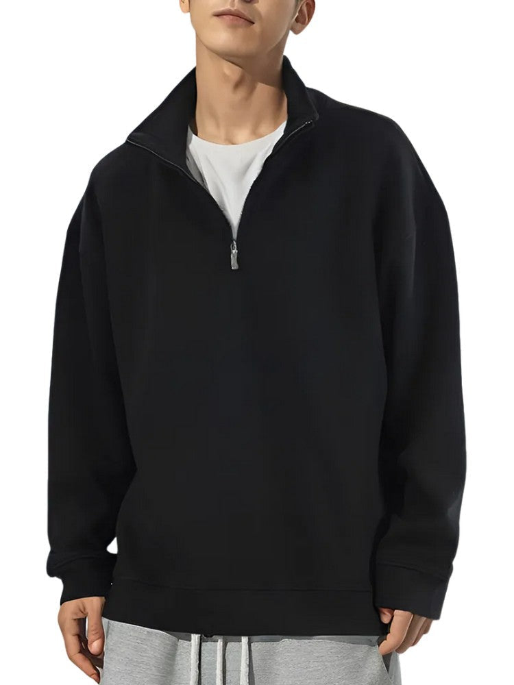 Men's Classic Quarter Zip Sweater | Heavy Cotton Hoodie | Long Sleeved Sweatshirt
