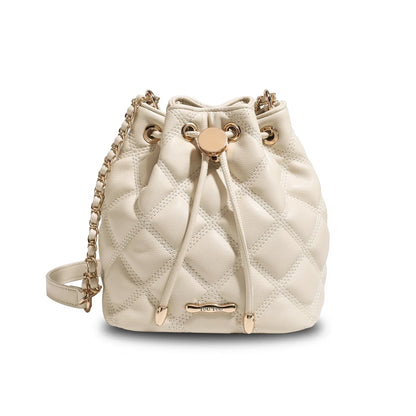 Women Classic Leather Bucket Bag | Lingge Chain Bag Beige