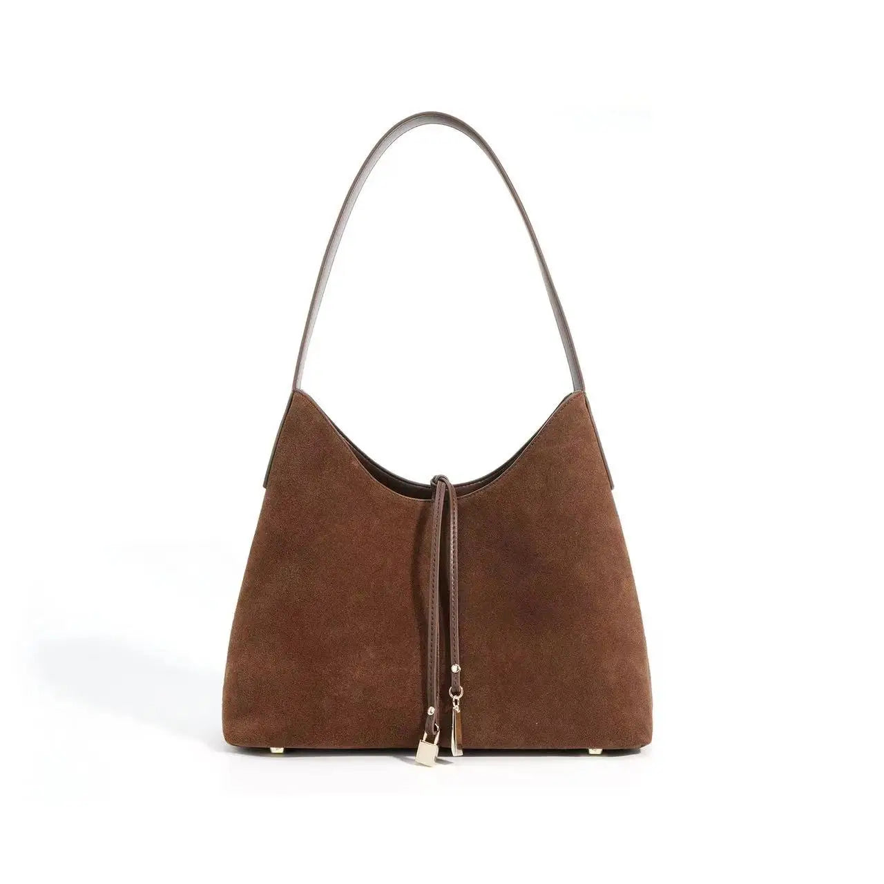 Women Suede Tote Armpit Handbag Brown