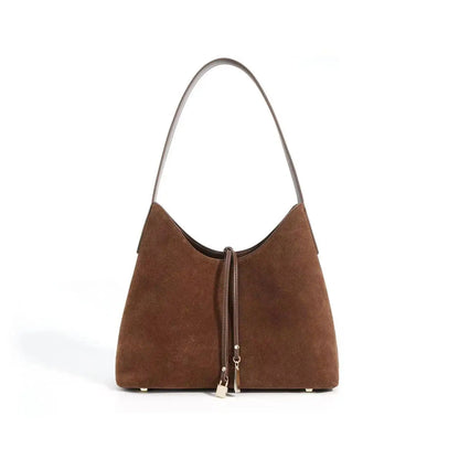 Women Suede Tote Armpit Handbag Brown