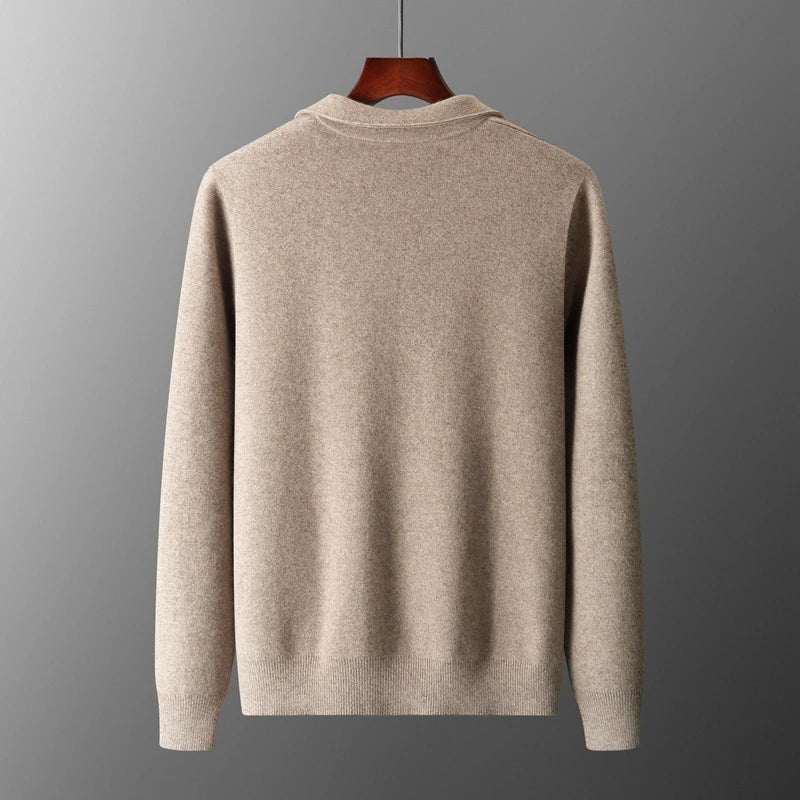 Men Cashmere Collared Cardigan | Knitted Loose Outerwear | Pure Wool Casual Coat