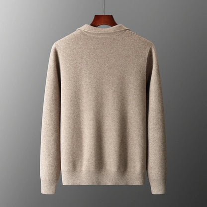 Men Cashmere Collared Cardigan | Knitted Loose Outerwear | Pure Wool Casual Coat