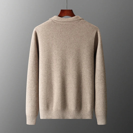 Men Cashmere Collared Cardigan | Knitted Loose Outerwear | Pure Wool Casual Coat